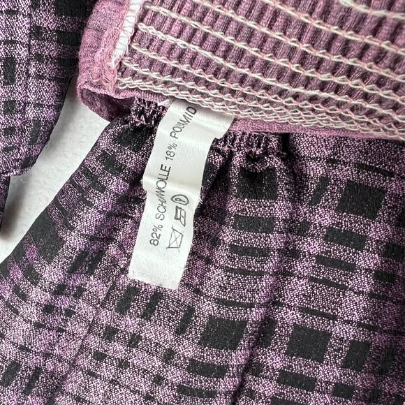 Apron Style Dress Women's Wool Blend Purple Handmade Puff Elbow Sleeve Vtg - Picture 3 of 13